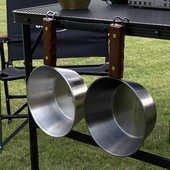 COOLCAMP户外露营超大雪拉碗 304不锈钢雪拉杯锅木柄野营锅具厨具