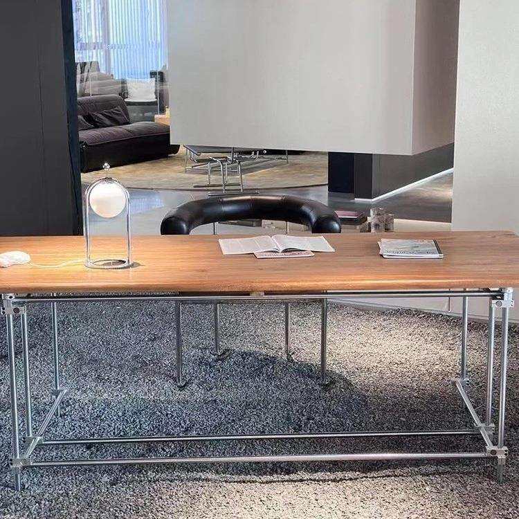 中古风光轴榆木书桌复古工业风格办公桌设计师餐桌工作室会议桌子