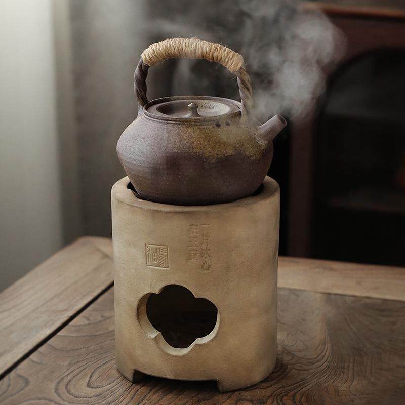 柴烧陶壶砂泥346铫手夫拉烧水煮茶壶茶诗白凉炉潮州工茶炉火炭炉