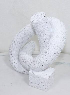 现代简约装白色几何树象打结方底脂抽售绳结摆件样板间楼处书房客