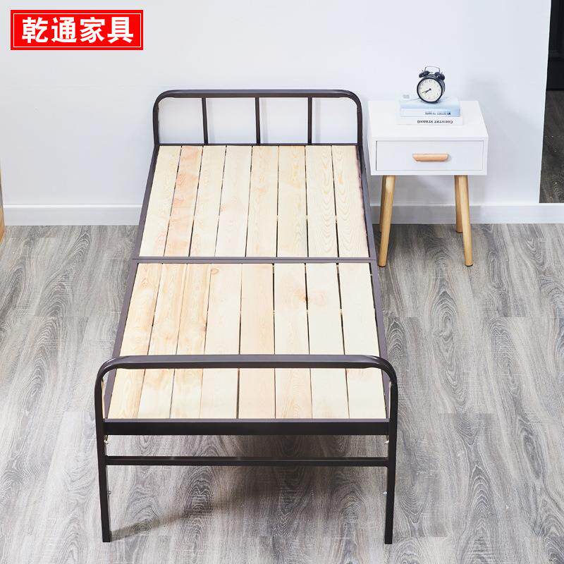 折叠床单人硬板木午休床家用折叠床便携式简易铁艺床出租房午睡床