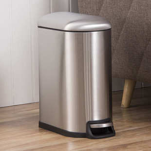 欧润哲家用90°定盖垃圾桶不锈钢脚踏带盖卫生桶厨房静音缓降脚踩