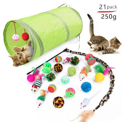 Pets Toys Mouse Shape Balls Foldable Cat Kitten Play Tunnel
