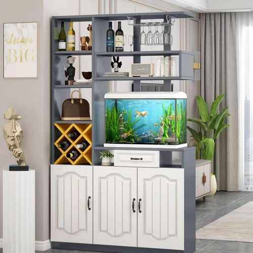 入户玄关柜鱼缸柜客餐厅酒柜隔断柜欧式轻奢门厅屏风柜进门鞋柜