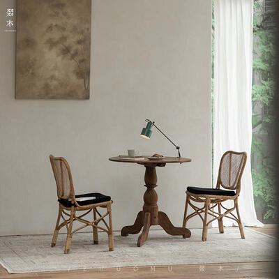 I|东南2亚藤艺创天然真藤意藤厅编餐书桌椅客家用阳台休F77SMMJ6