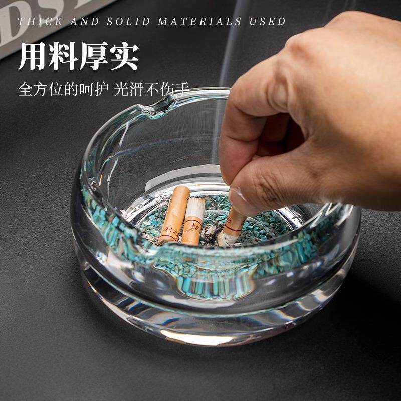 高档水晶玻璃烟灰缸家用客厅大号烟缸创意办公室雪茄烟缸