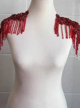 一对孔绿红玻璃重工钉珠流苏钻钻花帽服F765657S色装鞋装饰辅料衣