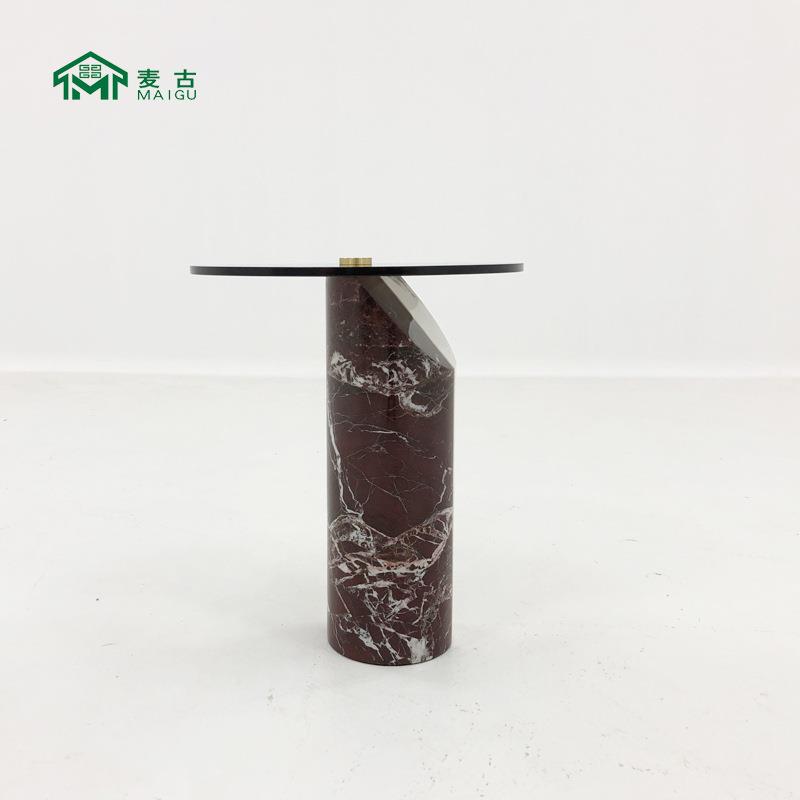 麦古 意式简约个性创意现代拼接大理石沙发边几样板房角几小茶几