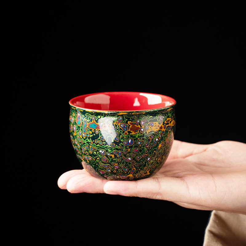 福州天然大漆红柚主人杯黑釉单杯陶瓷杯个人专用品茗杯功夫茶具