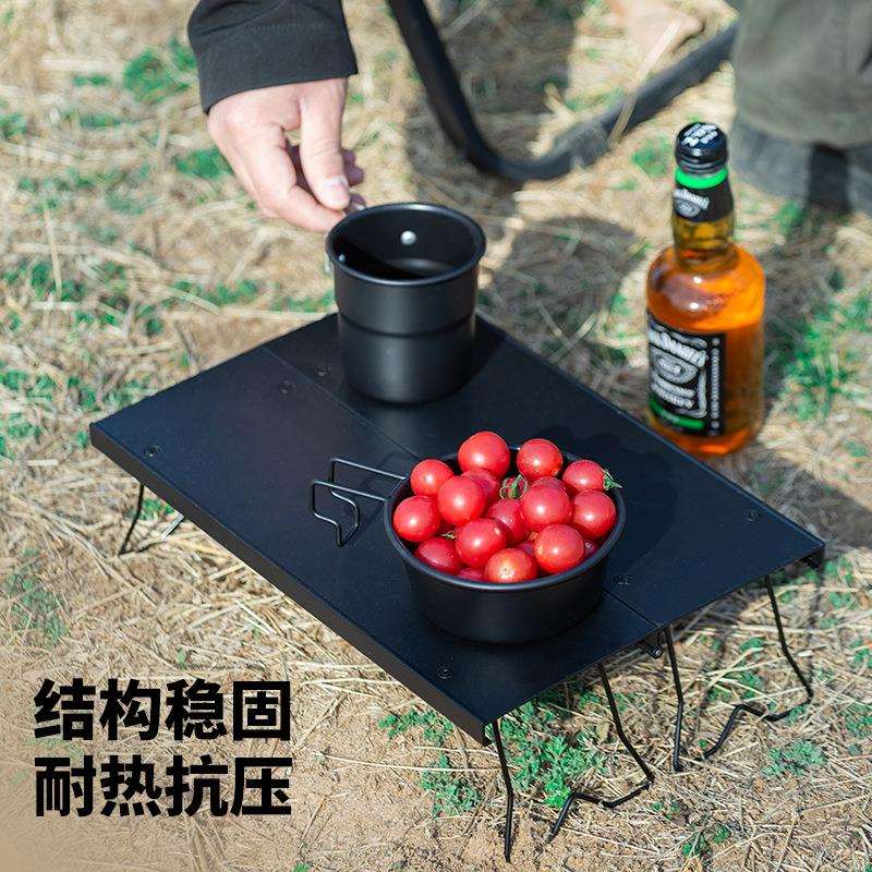 户外迷你单人桌登山徒步露营便携铝合金折叠桌车载山地野餐桌