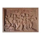 石雕浮34雕壁画红砂岩抗战争红壁色革命题壁画画墙风日主景墙盈门