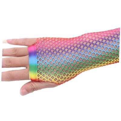 Rainbow Mermaid Arm Sleeves Fish Scale Pattern Printed Finge