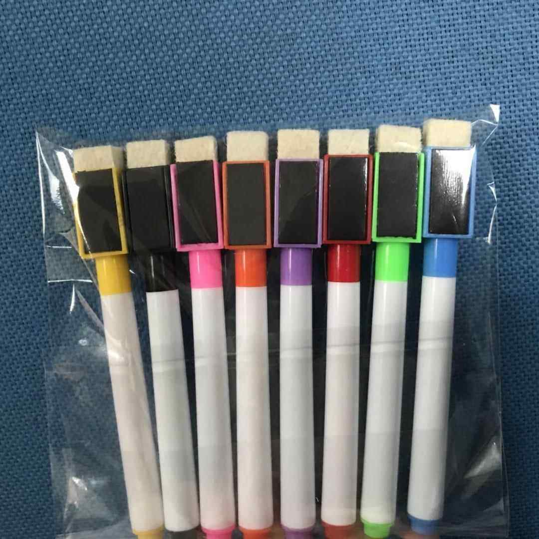 儿童带磁带刷可擦白板笔LED灯板笔彩色墨水8支袋装环保优墨水