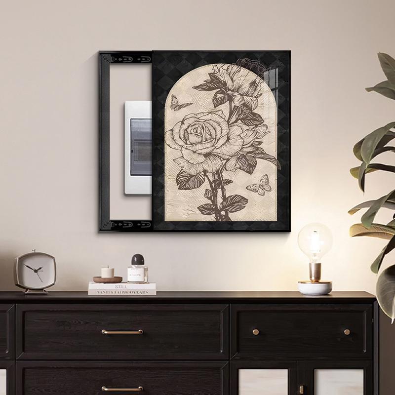 古风KSU电表箱免装饰画204新款强弱配电箱开2关盒遮挡挂画中竖款