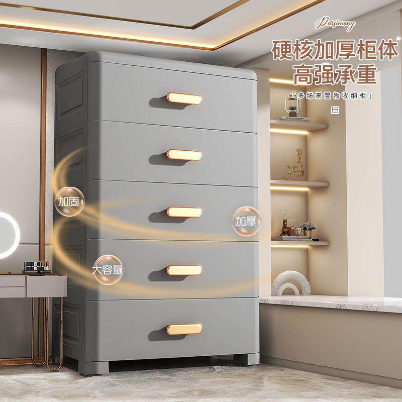 46CM宽加厚抽屉式收纳柜子家用客厅置物柜多层储物欧式卧室床头柜