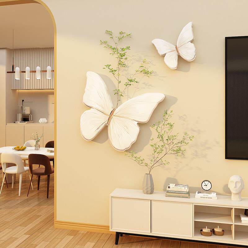 奶油风适合电视机背景大白墙的装饰画挂件2025新款客厅改造贴自粘