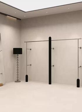 服装店展示架买 手专用挂衣架女装店简约货架不锈钢黑色上墙落地