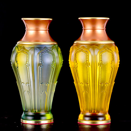 有缘佛具仿琉璃莲花花瓶家用摆件供奉佛前可装水插花花盆花器包