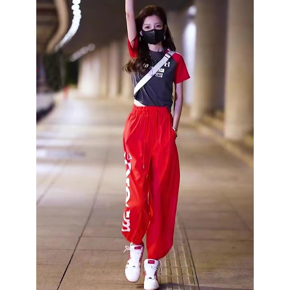 法国【设计师】休闲 运动套装女夏新款显高撞色跑步夏装搭配一整