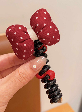 新年红色发饰泡泡辫电话线发圈儿童编发神器扎发皮筋过年头饰女童