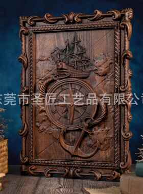 复古实雕木刻花相框浮雕装饰欧式雕画框客民宿航BGW212海厅家文艺