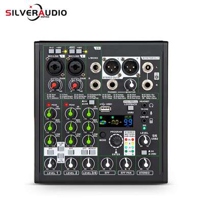 GAX-AM06专业4路混音器192khz/24bit声卡BT无线声卡K歌曲调音台