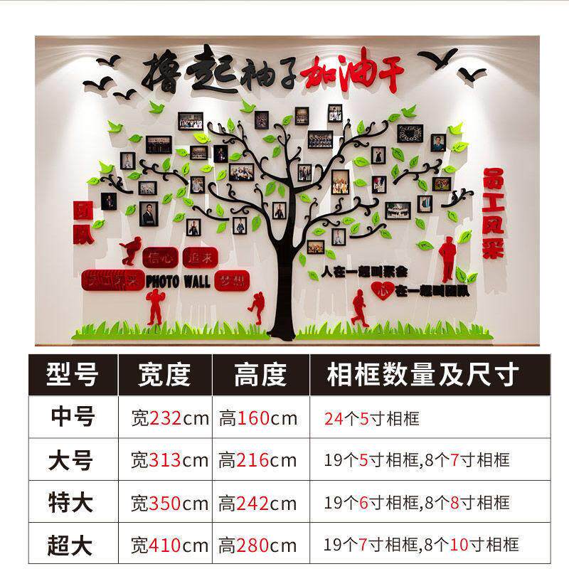 公司企业公室文化墙壁装饰3d立体励志墙贴纸标语员工风采照片墙