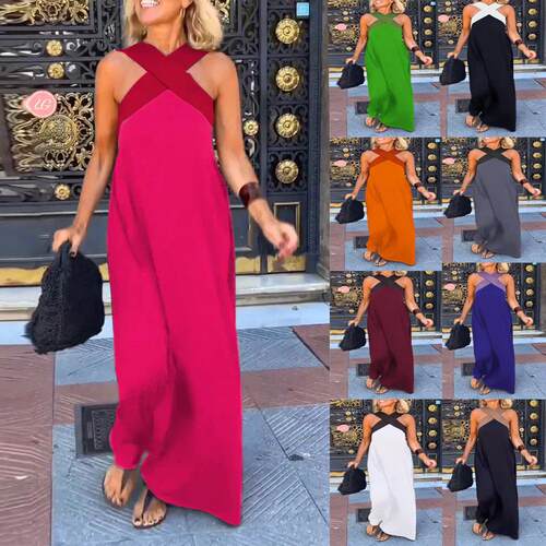 Women's long skirt cross dress 女装长裙交叉连衣裙