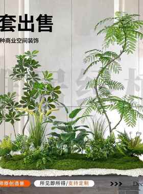 仿植物景组栽合假树植ltao8247物楼梯真橱窗门店花箱室内盆装饰布