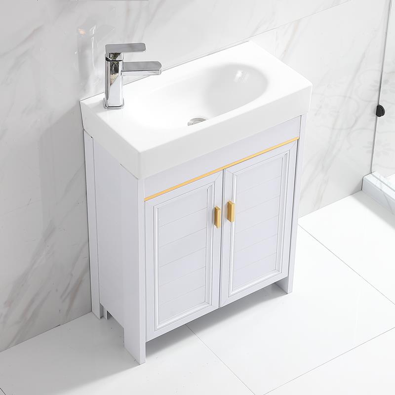 落地式小尺寸铝浴室柜组合洗脸盆卫生间陶瓷洗手盆阳台洗漱台窄长