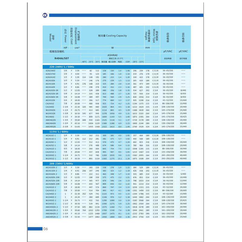 厂家供应KK压缩机AW2495Z-6P低温冷冻冷柜冷库制冰机用设备压缩机