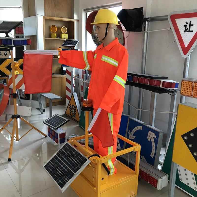 源头工厂板假A7059315人仿道真铝交通路指员上下摇旗太阳能交通机