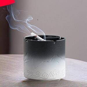 山海观烟灰缸防烟味家用客厅创意大号感摆件办公室烟灰缸