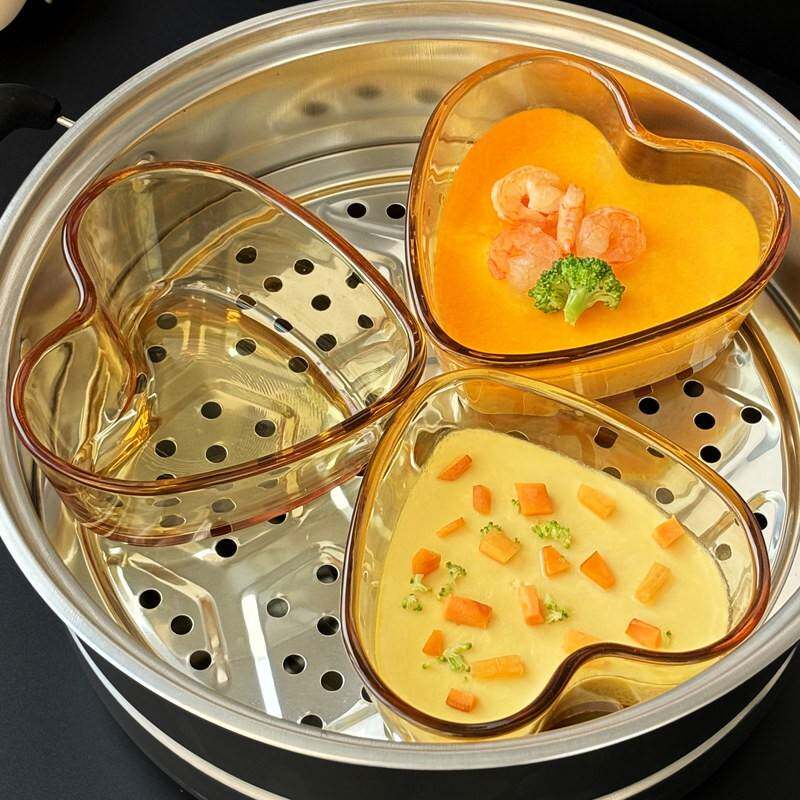 玻璃蒸蛋碗家用儿童蒸鸡蛋羹专用心形碗炖蛋盅炖盅小碗宝宝副食品