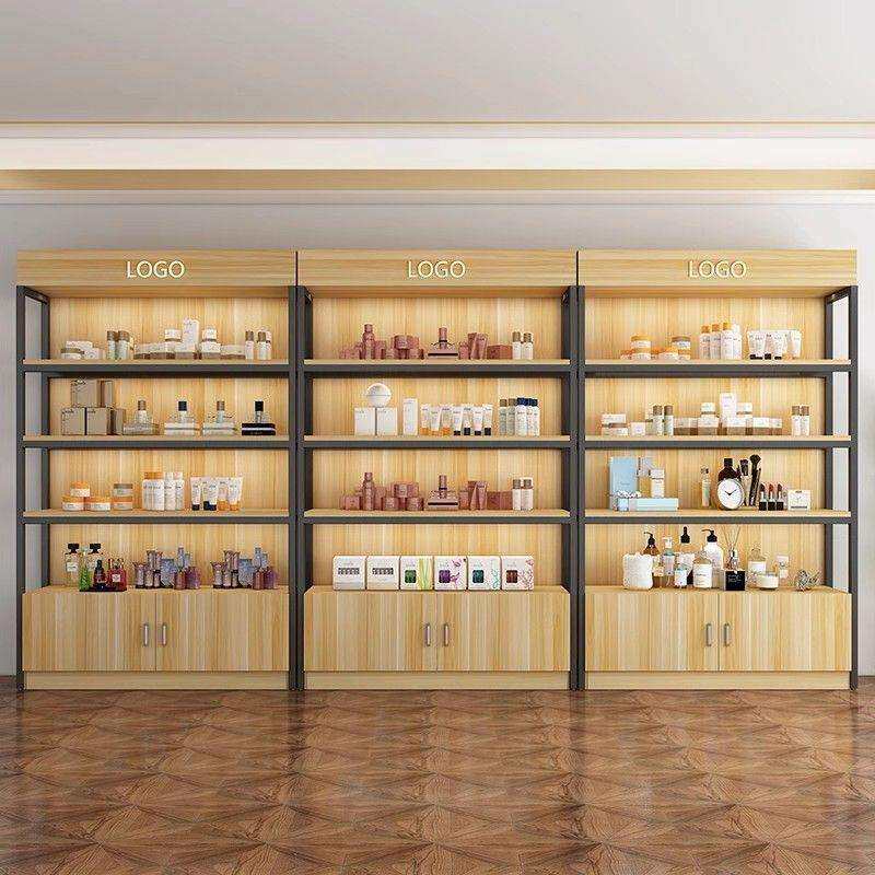 货架展示柜钢木置物架可调节陈列架落地简易超市多层收纳储物柜子