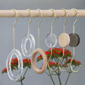 亚克力围巾圈透明丝巾架衣架服装 店展示s挂钩圆形榉木圆环加长勾