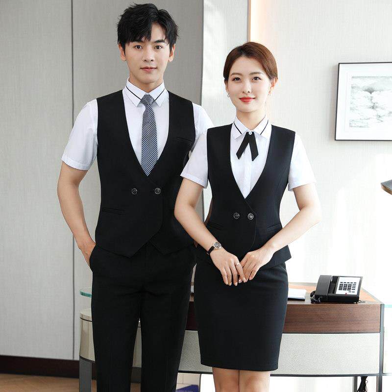 职业装女马甲套装美容师珠宝店ktv酒吧服务员男前台收银员工作服