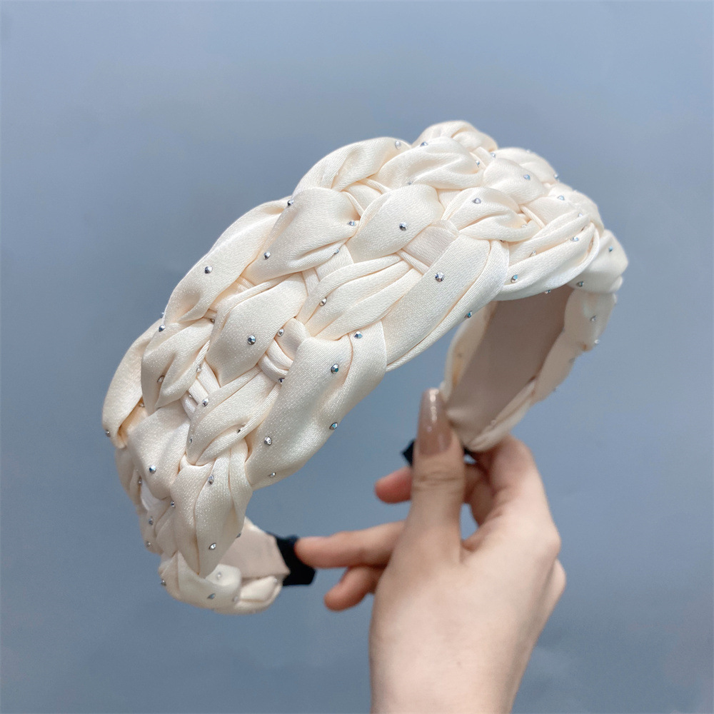 麻花编织宽边发箍简约纯色发饰