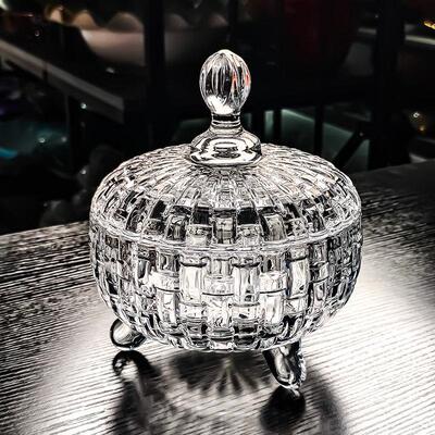 水晶玻璃碗糖果罐水果盘带盖醉虾专用盘子家用容器有盖果盘收纳盒