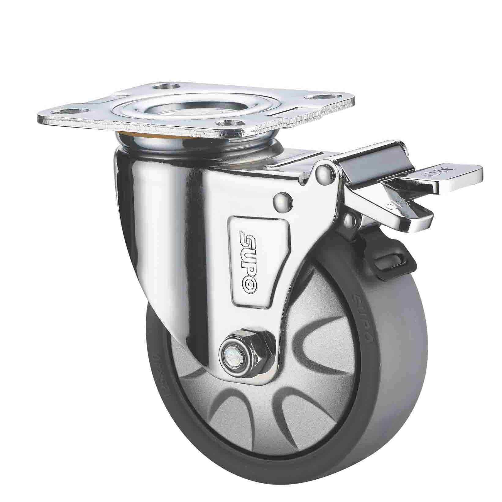 SUPO向荣 3寸 带双刹车 工业 万向 灰色 PP脚轮C05S-01A-75-112