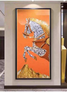 马踏金山2026新款高端现代简约玄关挂画马到成功装饰画立体实物画