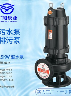 污水泵50WQ15-40-5.5kw地下室污泥潜水泵无堵塞污水泵排污泵