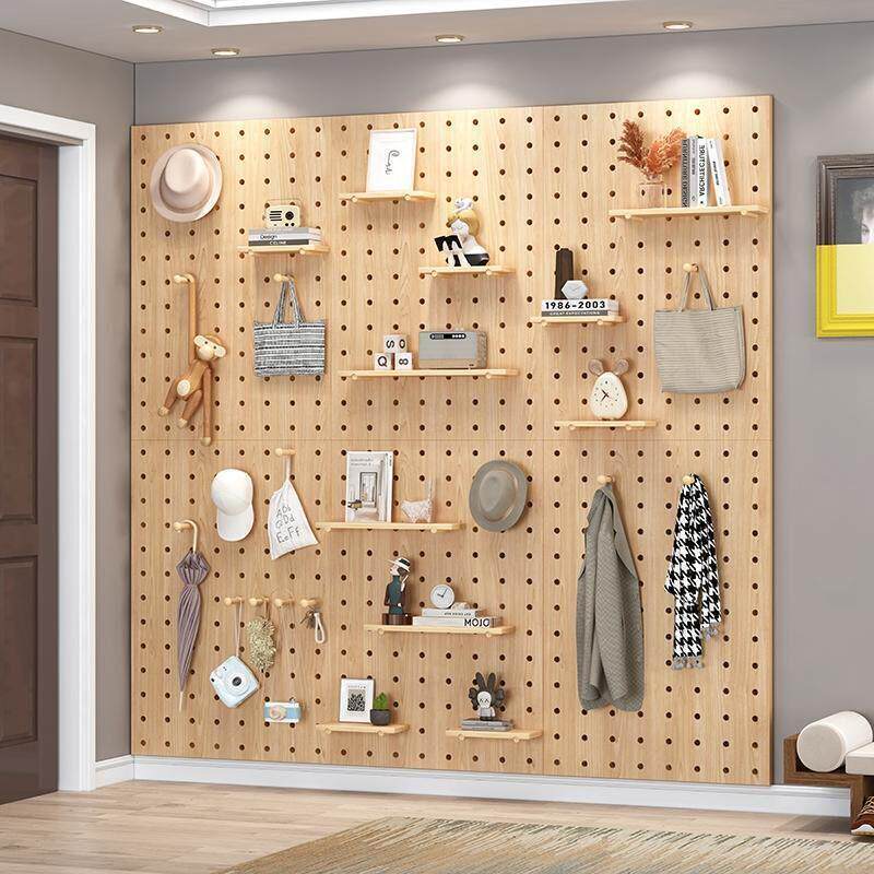 Wood panel wall mounted partition storage rack bookshelf - 实物图