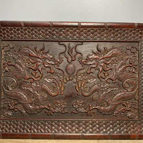 双龙珠紫檀盘2 厘米重量1427小叶厘米克36戏长厘米厚宽茶水雕刻24