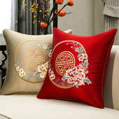 沙发抱套可靠枕爆拆洗款 刺绣护枕新花朵 客厅腰中式