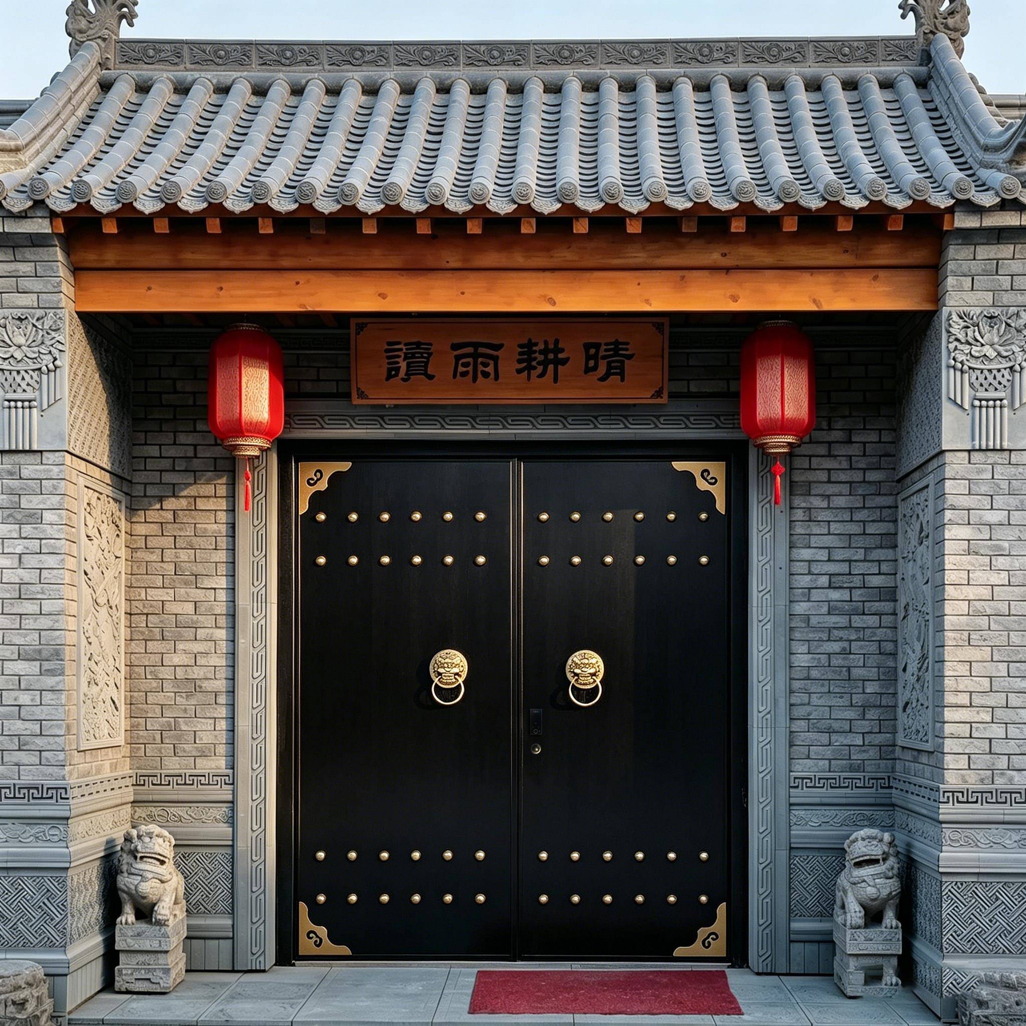 农村自建房大门将军门中式院子别墅大门锌合金烤漆大门不锈钢铜门