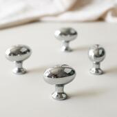 意式 高端实心纯黄铜衣柜把手银色电镀家俱抽屉柜门单孔小拉手 法式