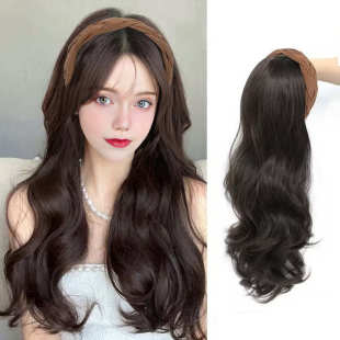 大波浪套厂家式 假发 发速通假发箍长卷发卖半头热销化纤现货一体式