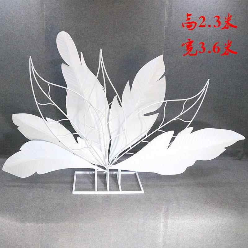 新款一代天骄婚庆道具背景摆件铁艺羽毛屏风婚礼舞台装饰商场美陈