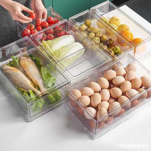 厨房冰箱收纳盒抽屉式冷冻保鲜盒食品级水果鸡蛋蔬菜冷藏储物盒子